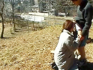 Wild Asian amateur sucks a guy off in public